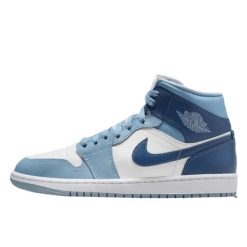 Buty do chodzenia dla dorosłych Air Jordan 1 Mid Blue. Niebieskie buty treningowe Jordan, bez wzorów, ze skóry, bez zapięcia, do koszykówki, Nike Air Jordan. Za 571.55 zł.