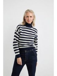 Josephine & Co Sweter "Alana" w kolorze granatowo-białym rozmiar: XL. Białe swetry Josephine & Co, xl, bez wzorów, z wełny, bez ramiączek. Za 183.59 zł.