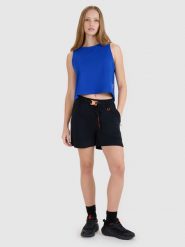 4F Spodenki casual damskie - czarne S. Czarne szorty 4f, bez wzorów, z dresówki, casualowe. W wyprzedaży za 99.99 zł.