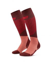 Damskie skarpety kompresyjne na zimę Ski Ultralight CEP. Czerwone skarpetki CEP, bez wzorów, z elastanu. Za 199.00 zł.