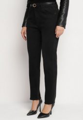 Czarne Jeansy z Wiskozą o Kroju Mom Fit z Wysokim Stanem i Dodatkowym Paskiem Senilin. Czarne jeansy Born2be, z aplikacjami, z jeansu, eleganckie, z podwyższonym stanem. W wyprzedaży za 101.99 zł.