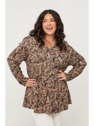 Curvy Lady Bluzka w kolorze brązowym rozmiar: 44/46. Brązowe bluzki Curvy Lady, bez wzorów, z bawełny, klasyczne, bez kołnierzyka, bez ramiączek. Za 86.99 zł.