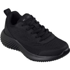 Buty sportowe damskie Skechers Bounder-quanta-pacer. Czarne buty treningowe Skechers, bez wzorów, z materiału, bez zapięcia, na fitness i siłownię. Za 290.00 zł.