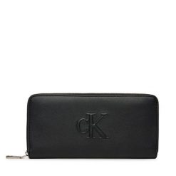 Duży Portfel Damski Calvin Klein Jeans. Czarne portfele Calvin Klein Jeans, bez wzorów, z jeansu. Za 189.99 zł.