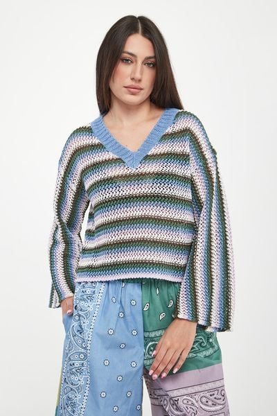 Sweter damski ażurowy lniany Epica WEEKEND MAX MARA. Swetry Weekend Max Mara, l, w ażurowe wzory, ze lnu, bez ramiączek. Za 1,309.00 zł.