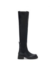 Desigual Muszkieterki 24WSTP04 Czarny. Czarne kozaki Desigual, bez wzorów, ze skóry, bez obcasa, na płaskiej podeszwie, bez zapięcia. Za 969.99 zł.