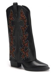 C'M Kozaki w kolorze czarno-jasnobrązowym rozmiar: 38. Brązowe kozaki C'M, na zimę, bez wzorów, bez obcasa, bez zapięcia. Za 217.99 zł.