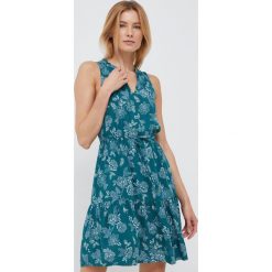 GAP sukienka kolor zielony mini rozkloszowana. Zielone sukienki GAP, l, bez wzorów, z tkaniny, bez kołnierzyka, bez ramiączek, mini, rozkloszowane. Za 219.99 zł.