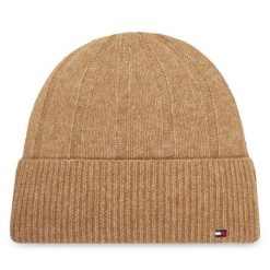 Czapka Tommy Hilfiger. Brązowe czapki zimowe Tommy Hilfiger, bez wzorów. Za 169.99 zł.