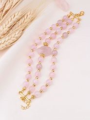 L'Atelier de Gaia Pozłacana bransoletka z kwarcem różowym rozmiar: onesize. Różowe bransoletki L'Atelier de Gaia, z kwarcem, pozłacane. Za 43.99 zł.