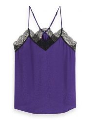 Scotch & Soda Top w kolorze fioletowo-czarnym rozmiar: 34. Różowe topy sportowe Scotch & Soda, bez wzorów, z koronki. Za 114.71 zł.