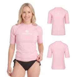 Koszulka damska AQUASTIC Rimos WMNS UV 50 UPF do sportów wodnych szybkoschnąca. Czerwone t-shirty sportowe AQUASTIC, s, bez wzorów, z elastanu, bez ramiączek, na fitness i siłownię. Za 49.99 zł.