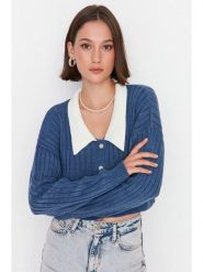 Trendyol Kardigan w kolorze niebieskim rozmiar: M. Niebieskie swetry Trendyol, m, bez wzorów, bez ramiączek. Za 78.99 zł.