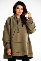 Bluza damska oversize z kapturem bawełna premium khaki. Brązowe bluzy Infinite You, l, z aplikacjami, z bawełny, z kapturem, trekkingowe. Za 299.00 zł.