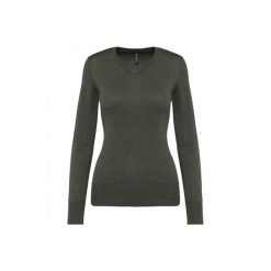 Damski sweter v-neck Kariban. Szare swetry KARIBAN, na zimę, bez wzorów, bez ramiączek. Za 139.00 zł.