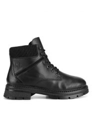 Rieker Botki Z9802-00 Czarny. Czarne botki Rieker, bez wzorów, bez obcasa, na płaskiej podeszwie, bez zapięcia. Za 335.00 zł.