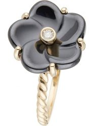 DIAMOND & CO Złoty pierścionek "Fleur Noir" z diamentem rozmiar: 54. Czarne pierścionki Diamond & Co, z diamentem, ceramiczne. Za 848.99 zł.