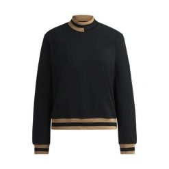 Sweter damski Boss Equestrian Kim. Czarne swetry BOSS EQUESTRIAN, l, bez wzorów, z bawełny, eleganckie, bez ramiączek. Za 485.50 zł.