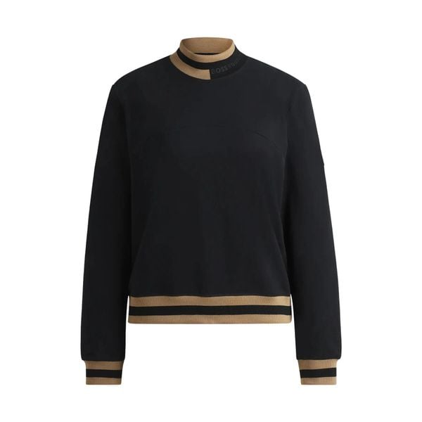 Sweter damski Boss Equestrian Kim. Czarne swetry BOSS EQUESTRIAN, l, bez wzorów, z bawełny, eleganckie, bez ramiączek. Za 485.50 zł.