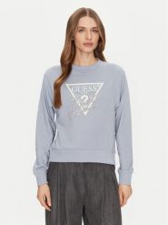 Guess Bluza W5GQ05 KB683 Niebieski Regular Fit. Niebieskie bluzy Guess, s, z aplikacjami, z bawełny, bez ramiączek, bez kaptura. Za 219.99 zł.
