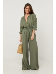 Lin Passion Lniane spodnie w kolorze khaki rozmiar: 36/38. Brązowe spodnie materiałowe Lin Passion, bez wzorów, ze lnu, klasyczne, z standardowym stanem. Za 108.99 zł.