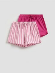 Piżamowe szorty 2 pack - fioletowy. Fioletowe piżamy Reserved, l, bez wzorów, z bawełny, bez kołnierzyka, bez ramiączek. Za 55.99 zł.