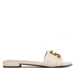 Klapki Coccinelle. Białe klapki Coccinelle, bez wzorów, bez obcasa, bez zapięcia. Za 849.99 zł.