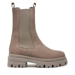 Sztyblety Tamaris. Szare botki Tamaris, bez wzorów, bez obcasa, na płaskiej podeszwie, bez zapięcia. Za 289.99 zł.