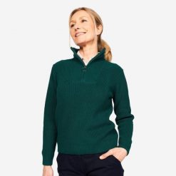 Second Life - Sweter do golfa damski Inesis MW500 z półsuwakiem - Stan Dobry. Zielone swetry INESIS, xl, bez wzorów, z bawełny, bez ramiączek. Za 74.99 zł.