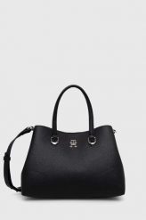 Tommy Hilfiger torebka kolor czarny. Czarne torebki klasyczne Tommy Hilfiger, bez wzorów, bez dodatków. Za 749.99 zł.
