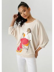 Aniston Bluzka w kolorze beżowym rozmiar: 38. Brązowe bluzki Aniston, bez wzorów, z wiskozy, bez kołnierzyka, bez ramiączek. Za 56.99 zł.