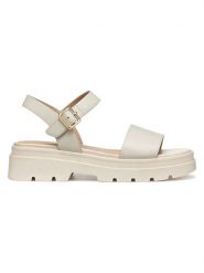 Geox Skórzane sandały "Adacter" w kolorze kremowym rozmiar: 36. Brązowe sandały Geox, bez wzorów, z otwartym noskiem, bez obcasa, na koturnie, bez zapięcia. Za 217.99 zł.