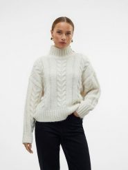 Vero Moda Sweter w kolorze białym rozmiar: M. Białe swetry Vero Moda, m, bez wzorów, ze splotem, bez ramiączek. Za 101.23 zł.