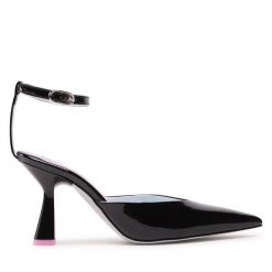Sandały Chiara Ferragni. Czarne sandały Chiara Ferragni, bez wzorów, bez obcasa, na słupku, bez zapięcia. Za 779.99 zł.
