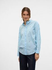 Vero Moda Koszula w kolorze błękitnym rozmiar: XS. Niebieskie koszule Vero Moda, xs, bez wzorów, z bawełny, bez kołnierzyka, bez ramiączek. Za 123.45 zł.