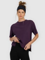 4F T-shirt loose gładki damski - fioletowy XS. Fioletowe t-shirty 4f, uniwersalny, bez wzorów, z dzianiny, bez kołnierzyka, bez ramiączek. Za 59.99 zł.