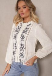 Beżowa Koszula z Wiskozą Bawełną i Haftem Nalorielle. Brązowe koszule Renee, l, z aplikacjami, z bawełny, eleganckie, bez kołnierzyka, bez ramiączek. W wyprzedaży za 83.99 zł.