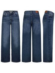 Sublevel Dżinsy - Comfort fit - w kolorze granatowym rozmiar: XS. Niebieskie jeansy Sublevel, xs, z aplikacjami, ze skóry, klasyczne, z podwyższonym stanem. Za 130.81 zł.