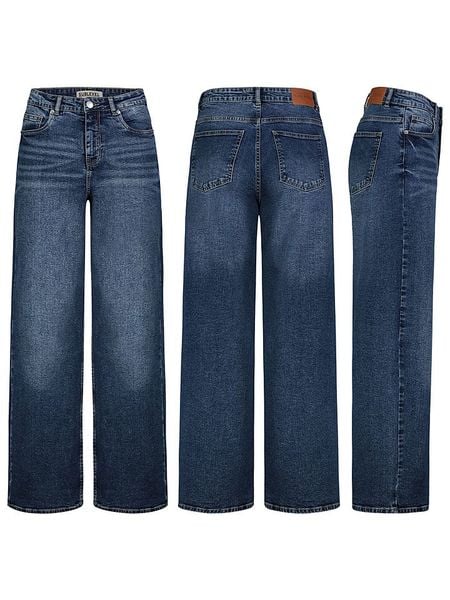 Sublevel Dżinsy - Comfort fit - w kolorze granatowym rozmiar: XS. Niebieskie jeansy Sublevel, xs, z aplikacjami, ze skóry, klasyczne, z podwyższonym stanem. Za 165.71 zł.