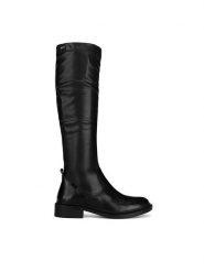 MEXX Kozaki MX/002C-RST Czarny. Czarne kozaki Mexx, bez wzorów, ze skóry, bez obcasa, na płaskiej podeszwie, bez zapięcia. Za 279.99 zł.