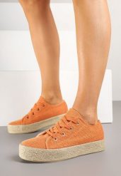 Pomarańczowe Trampki z Ozdobną Plecionką Filarra. Brązowe trampki Born2be, bez wzorów, z jeansu, bez zapięcia. Za 79.99 zł.