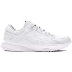 Buty treningowe damskie Under Armour Edge Leather. Białe buty treningowe Under Armour, bez wzorów, bez zapięcia, trekkingowe. Za 209.99 zł.