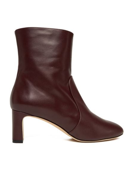 Stuart Weitzman Botki Babette SL542 Bordowy. Czerwone botki Stuart Weitzman, bez wzorów, ze skóry, bez obcasa, na słupku, bez zapięcia. Za 2,769.00 zł.