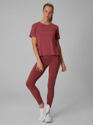 4F Legginsy treningowe szybkoschnące damskie - brązowe XXL. Brązowe legginsy 4f, bez wzorów, sportowe. Za 119.99 zł.