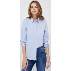 Sisley koszula damska slim z kołnierzykiem klasycznym. Niebieskie koszule Sisley, l, bez wzorów, z tkaniny, klasyczne, bez kołnierzyka, bez ramiączek. Za 199.99 zł.
