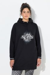 Damskie Długa bluza z kapturem oversize kaptur długi rękaw. Czarne bluzy z kapturem Ulla Popken, plus size, bez wzorów, z bawełny, z kapturem. Za 239.99 zł.