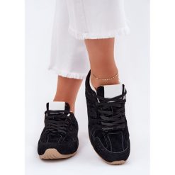 Buty Sportowe Damskie Z Eko Zamszu Czarne. Czarne buty treningowe bez wzorów, bez zapięcia. Za 81.18 zł.