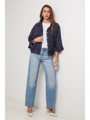 Lin Passion Lniana kurtka koszulowa w kolorze granatowym rozmiar: 38/40. Niebieskie kurtki Lin Passion, bez wzorów, ze lnu, klasyczne, bez kaptura. Za 152.99 zł.