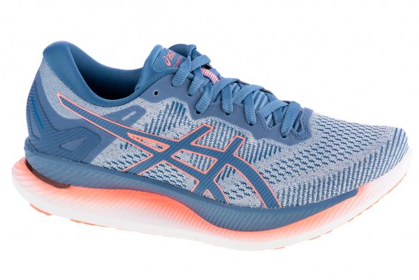 Buty do biegania damskie Asics Glideride. Niebieskie buty do biegania ASICS, bez wzorów, z dzianiny, bez zapięcia, do biegania. Za 745.00 zł.
