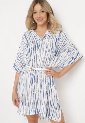 Biała Sukienka z Bawełny i Lnu z Kołnierzykiem Bumstolia. Białe sukienki Born2be, na co dzień, l, bez wzorów, z bawełny, bez kołnierzyka, plus size, bez ramiączek, proste. Za 109.99 zł.